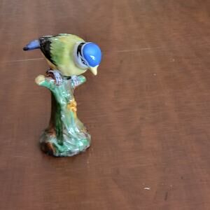 Vintage Tuscan Blue Cap Female Yellow Bird Figurine England 5.25".